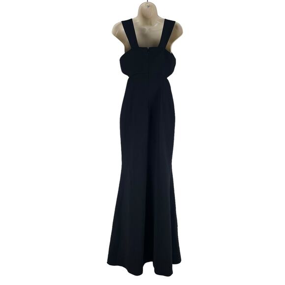 Jill Stuart Square Neck Waist Cut Out Evening Gown Maxi Dress Black Size 4 - Picture 7 of 9